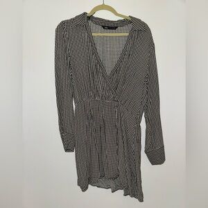 Zara Monochrome Checkered Long Sleeve Dress